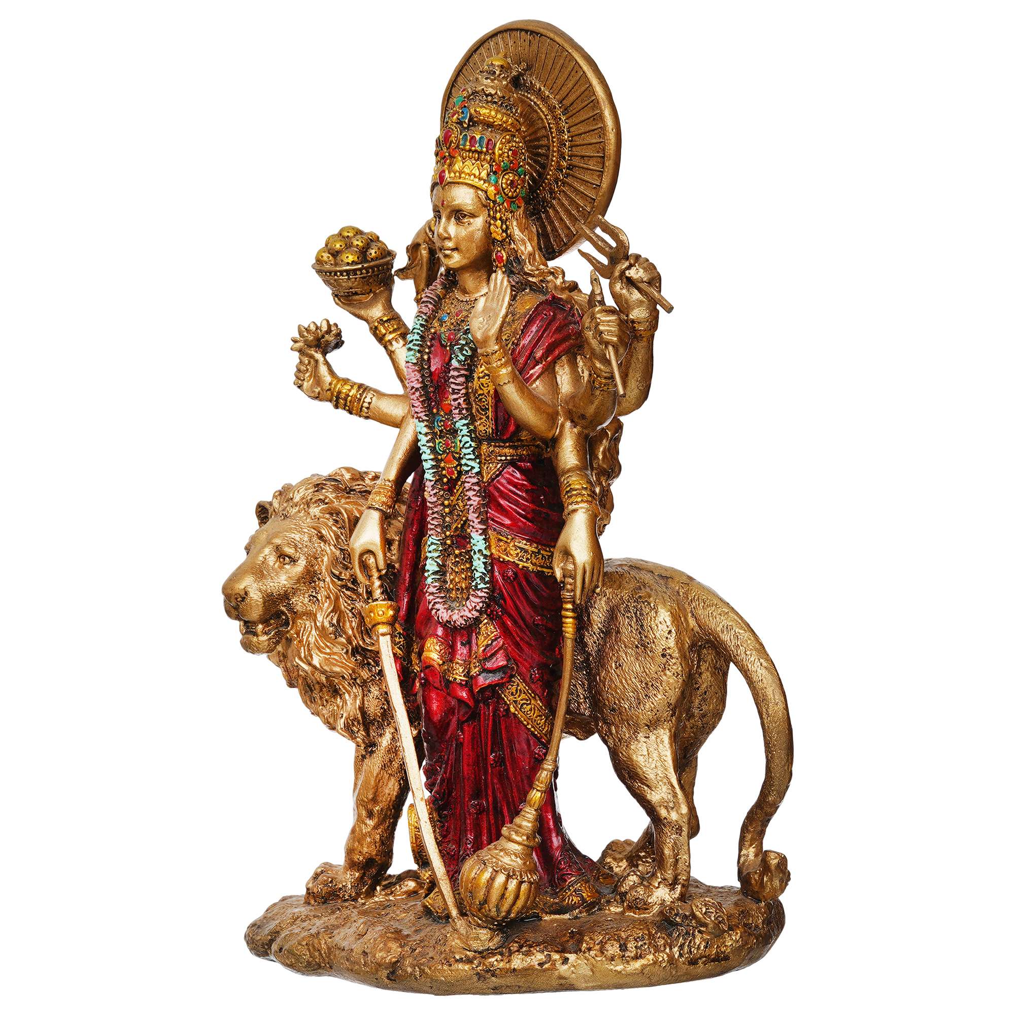 Beautiful Maa Durga Sherawali MATA Metal with Crystal Diamond Studded God Idol Showpiece for Pooja