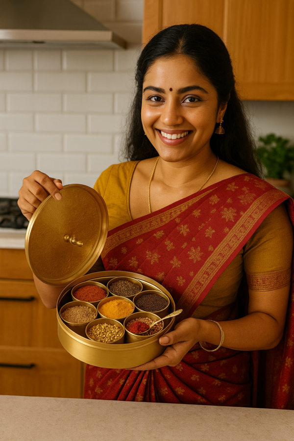 Masala Box Round Atching | Spices Storage Box