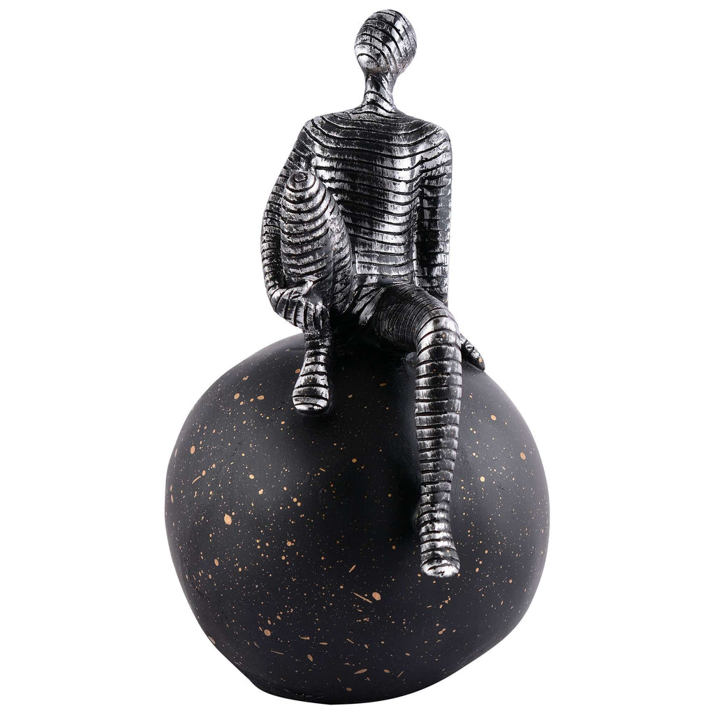 Men Sitting on Ball Showpiece for Home Decor Showpiece, Atlas Sculpture for Office Table Décor multicolour