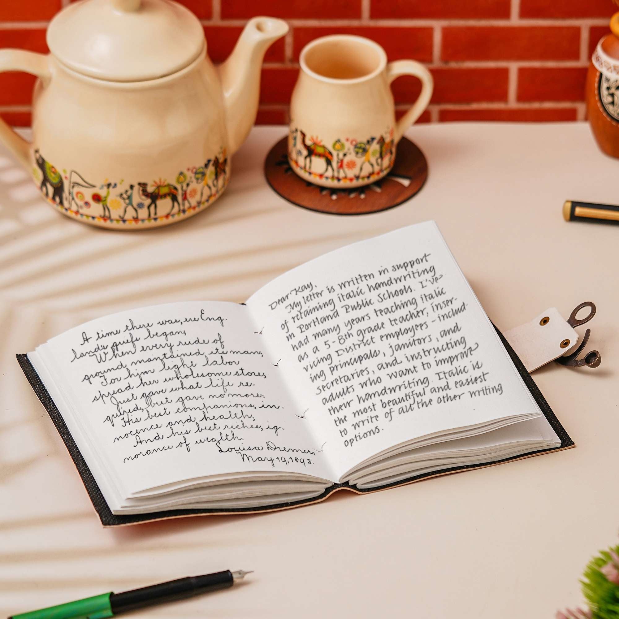 Sunset Goals Leather Diary