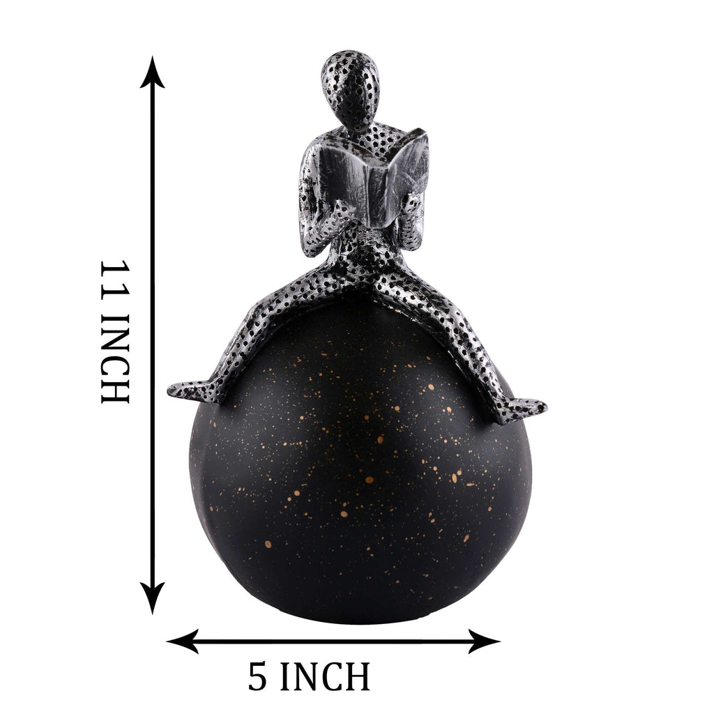 Men Sitting on Ball Showpiece for Home Decor Showpiece, Atlas Sculpture for Office Table Décor multicolour