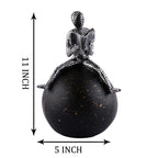 Men Sitting on Ball Showpiece for Home Decor Showpiece, Atlas Sculpture for Office Table Décor multicolour