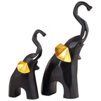 Polyresin Elephant Showpiece Statue and Artifacts for Home Decor, Living Room, Table Decoration for Gifting, Interiors and Diwali Decoration Black (Set Of 2)
