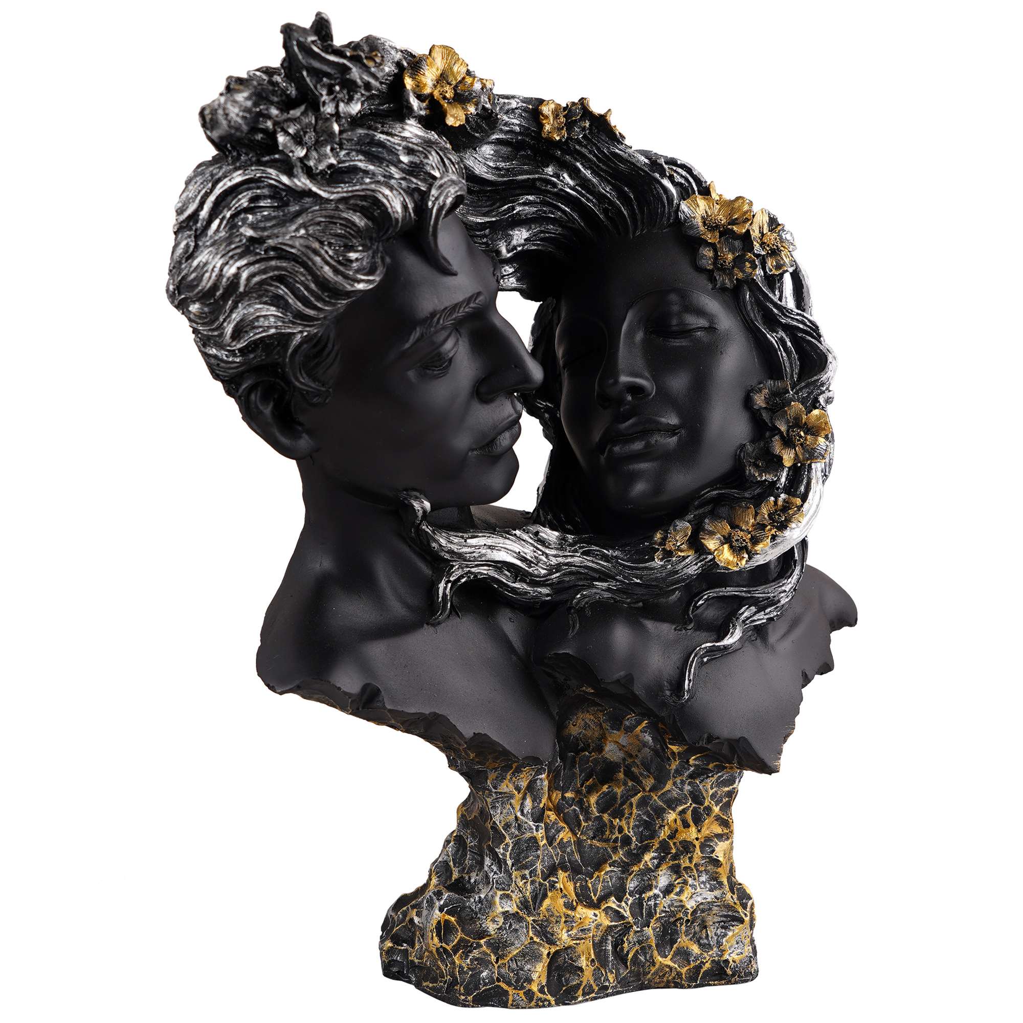Love Couple Face Statue black and golden Showpiece for Home Decor Valentine Day Gift | Resin Decorative Showpiece showpiece