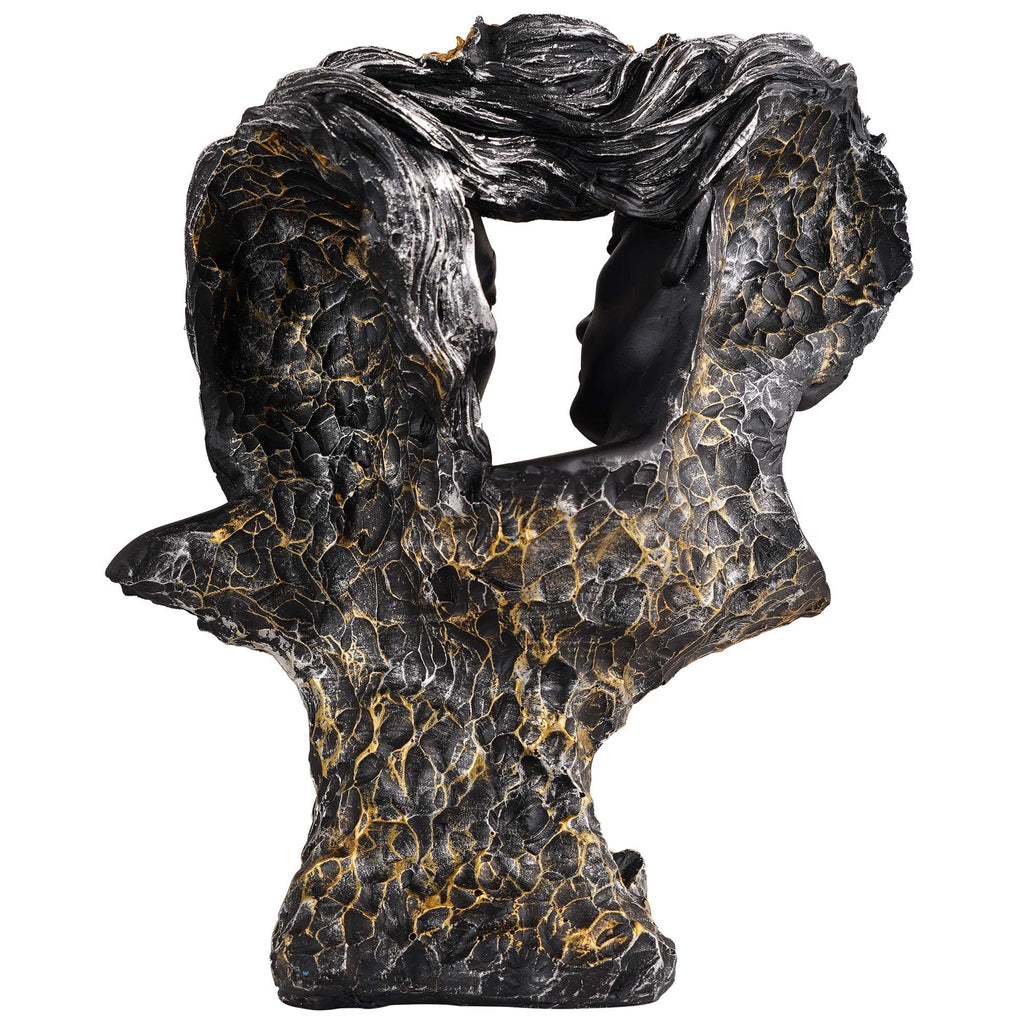 Love Couple Face Statue black and golden Showpiece for Home Decor Valentine Day Gift | Resin Decorative Showpiece showpiece