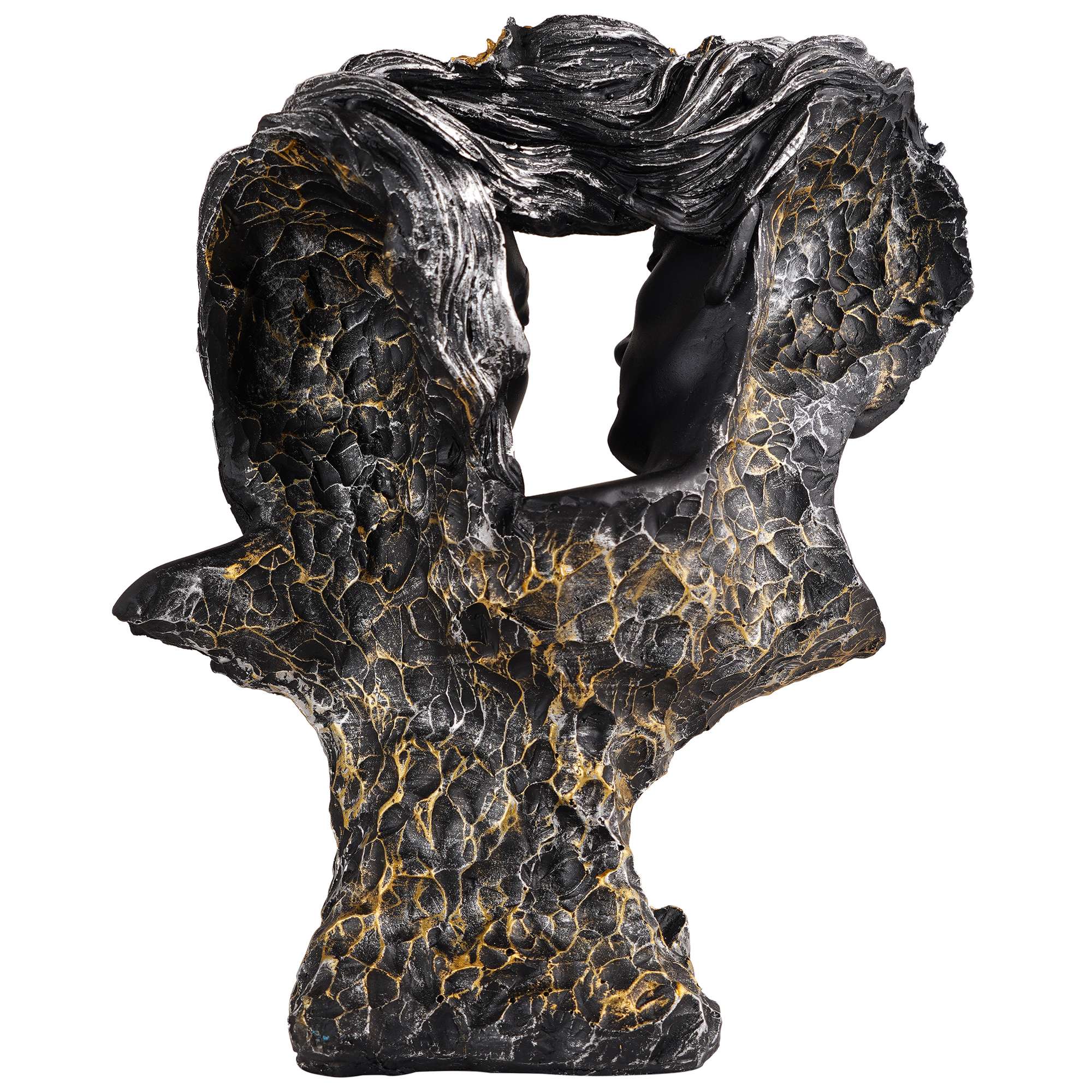 Love Couple Face Statue black and golden Showpiece for Home Decor Valentine Day Gift | Resin Decorative Showpiece showpiece