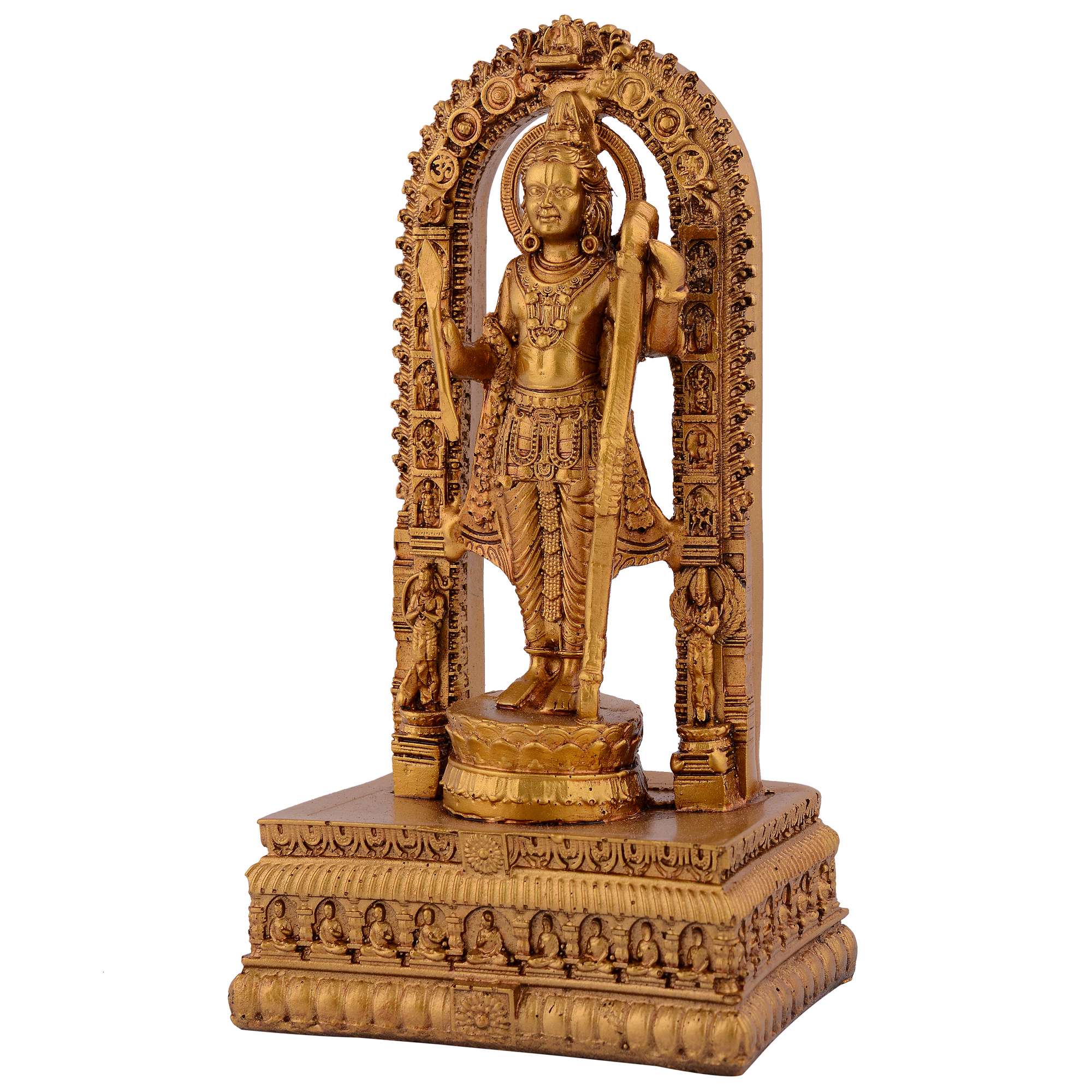 Resin Ram Mandir Ayodhya Model Authentic Design Ideal for Home Temple, Home Decor & Gifts (Golden)