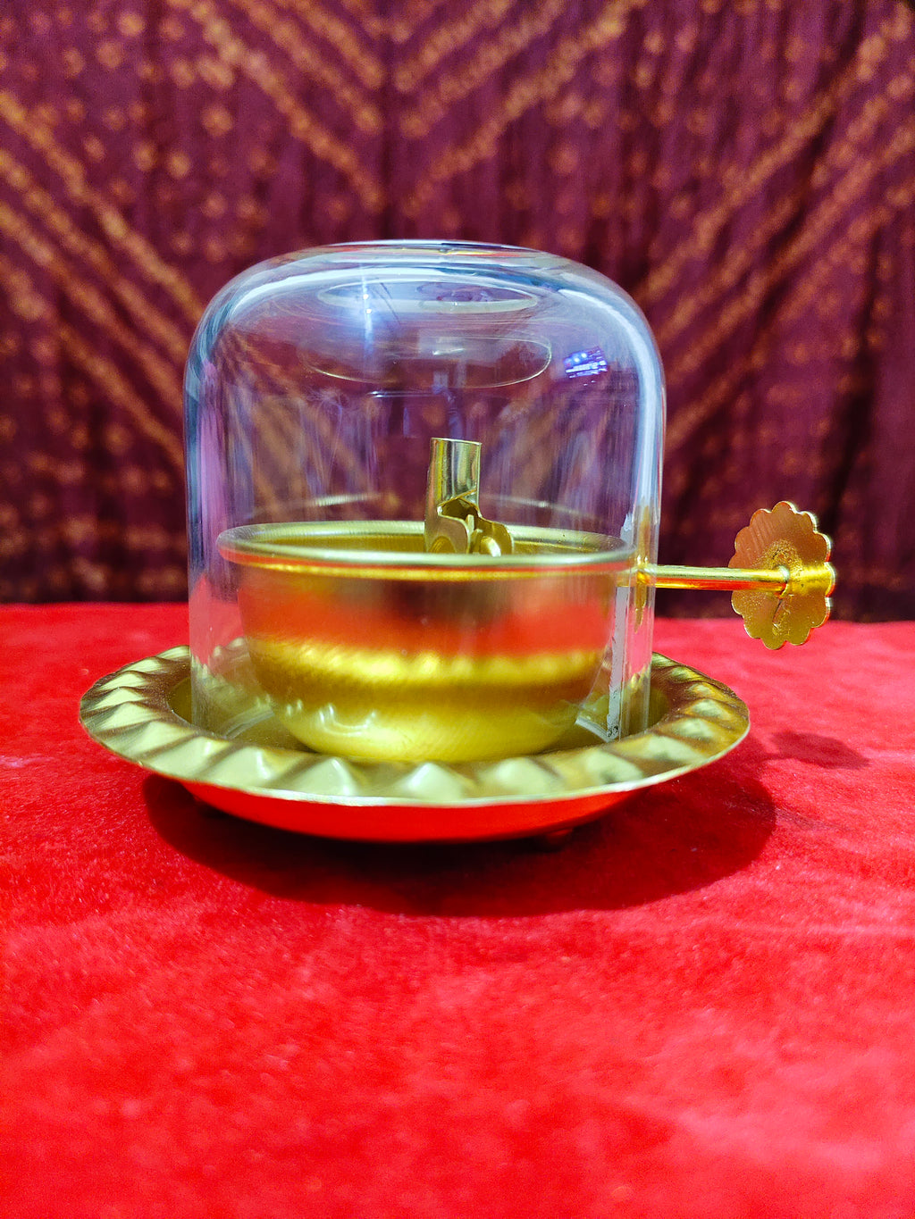 Akhand Deep Oil Lamp with Glass Chimney for Diwali