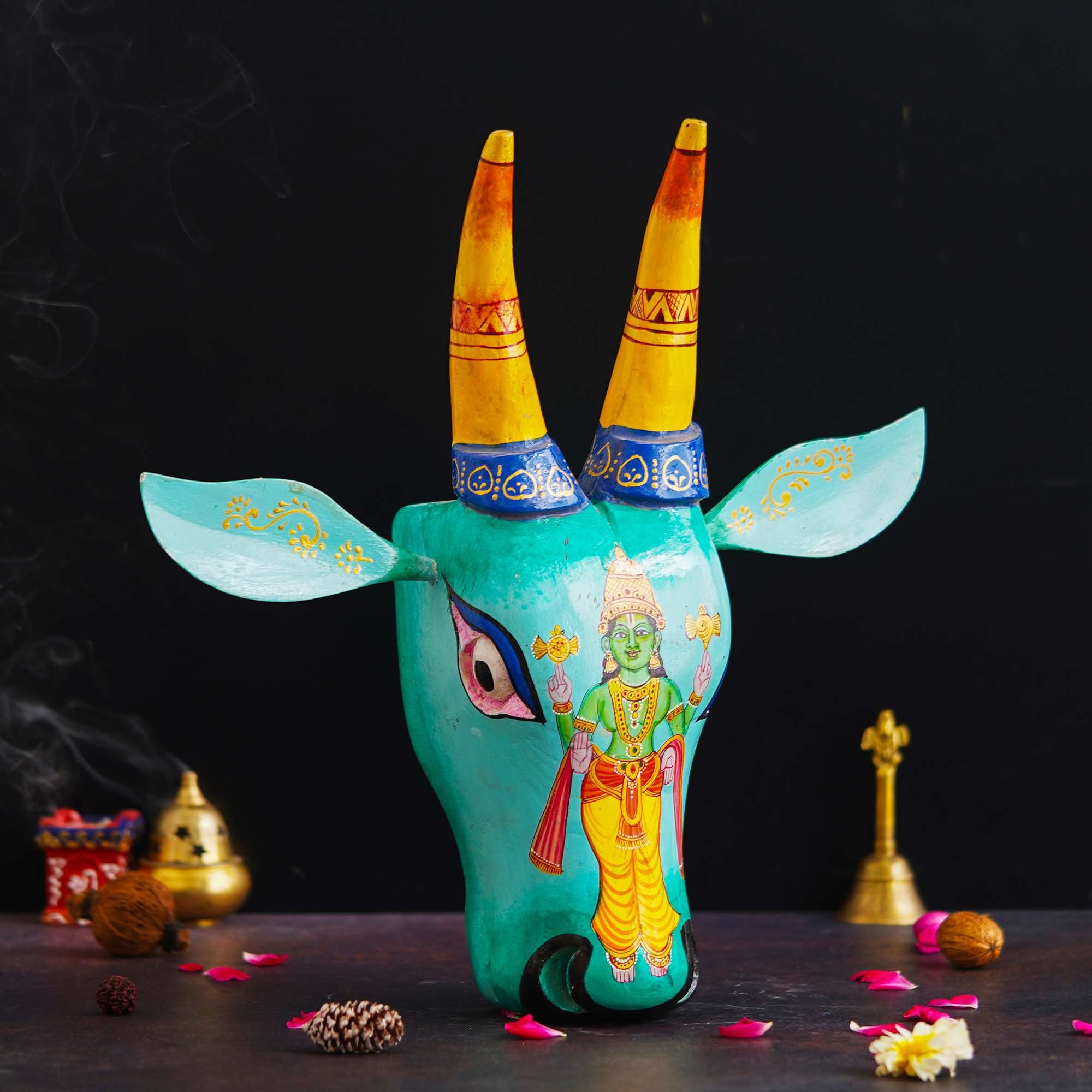 Handpainted Cow Head VISHNU JI | Bull Head | Wall Decor | Vintage Decor | Nandi | Home Dcor