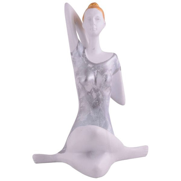 Suitable for home decor Yoga Posture Lady Statue Idol for Home Yoga Statue admirable piece of gift (silver)