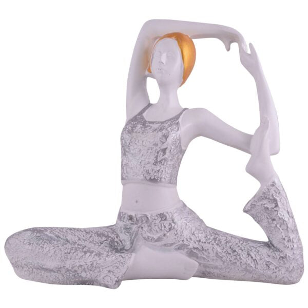 Suitable for home decor Yoga Posture Lady Statue Idol for Home Yoga Statue admirable piece of gift (silver)