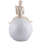 Men Sitting on Ball Showpiece for Home Decor Showpiece, Atlas Sculpture for Office Table Décor multicolour