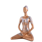 Suitable for home decor Yoga Posture Lady Statue Idol for Home Yoga Statue admirable piece of gift (Golden)