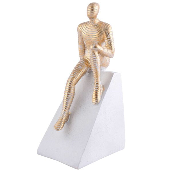 Men Sitting on Ball Showpiece for Home Decor Showpiece, Atlas Sculpture for Office Table Décor multicolour